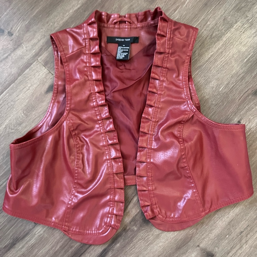 Paper Tee Crimson Faux Leather Vest